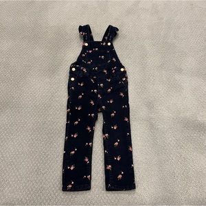 GAP Kids Black Overalls with Pink Floral Design